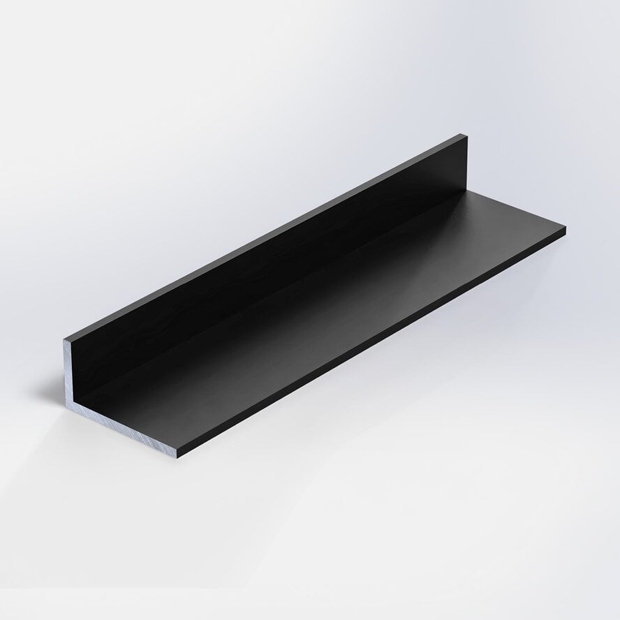 Zwart aluminium L-profiel - 40x30x2 mm - gecoat in RAL 9004 of 9005 - 6060 T6 - zwarte alu L-lijn, -strip, -lijst / hoekbeschermer (afsluit-, afwerk- & afdek profiel)