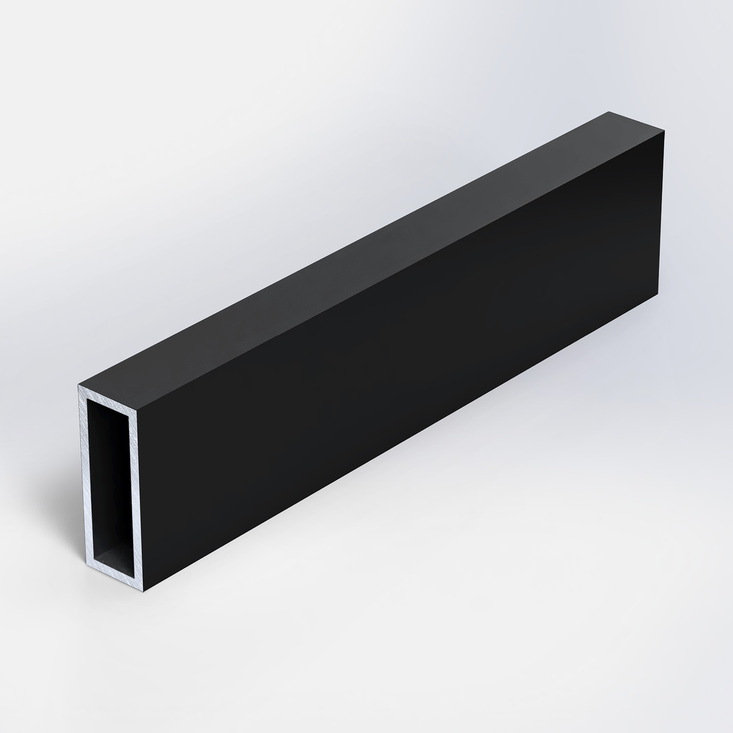 Zwarte aluminium koker - 20x10x2 mm (rechthoekig) - 6060 T6 - Alu rechte buis / kokerprofiel - zwart gecoat - RAL 9005