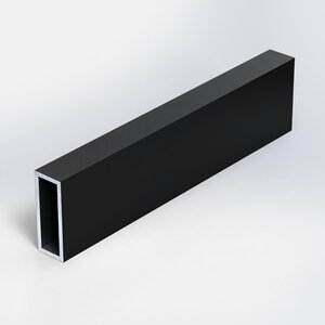 Aluminium koker zwart rechthoek - 40x15x2 mm