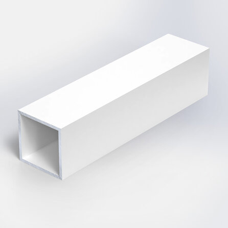 Witte aluminium koker vierkant - 25x25x2 mm - wit gecoat in RAL 9016, 9010 of 9001 - 6060 T6 (alu kokerprofiel / buis vierkant)