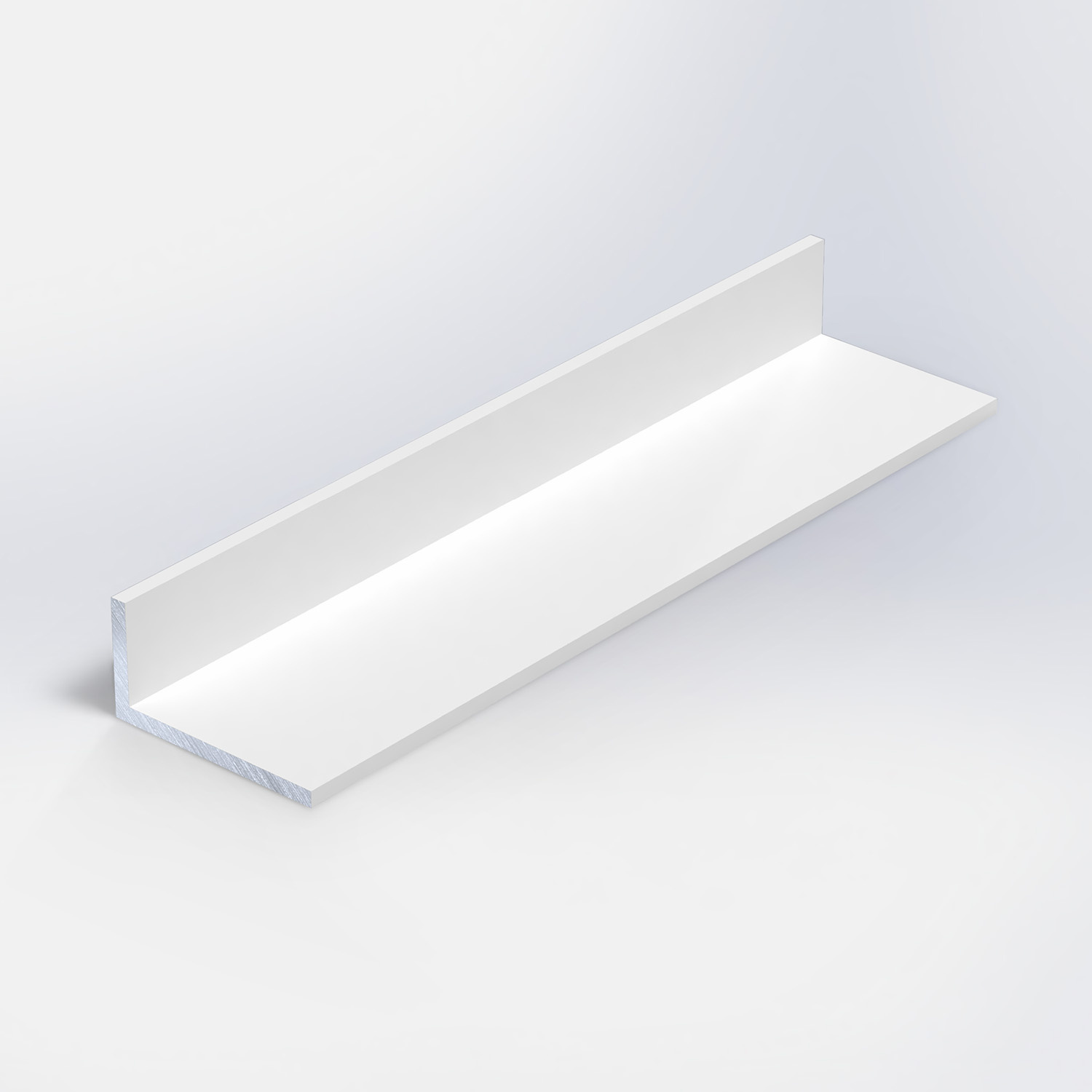 Wit aluminium L profiel - 80x20x2 mm - 6060 T6 - Alu hoek profiel ongelijk(zijdig) - wit gecoat - RAL 9016, 9010 of 9001