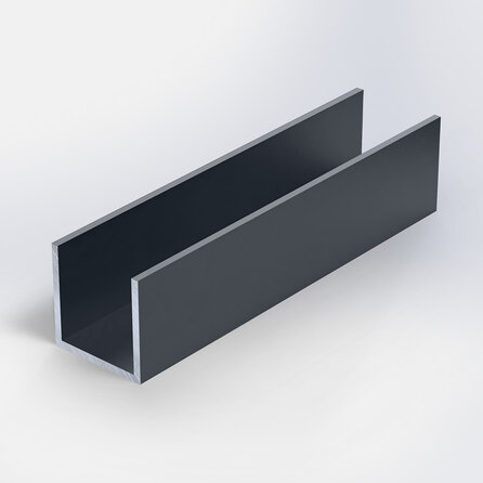 Antraciet aluminium U-profiel - 40x20x40x2 mm - gecoat in RAL 7016 of 7021 - 6060 T6 - alu U-strip, -lijn, -lijst (afwerk- & afdek profiel voor kantafsluiting & randbescherming)