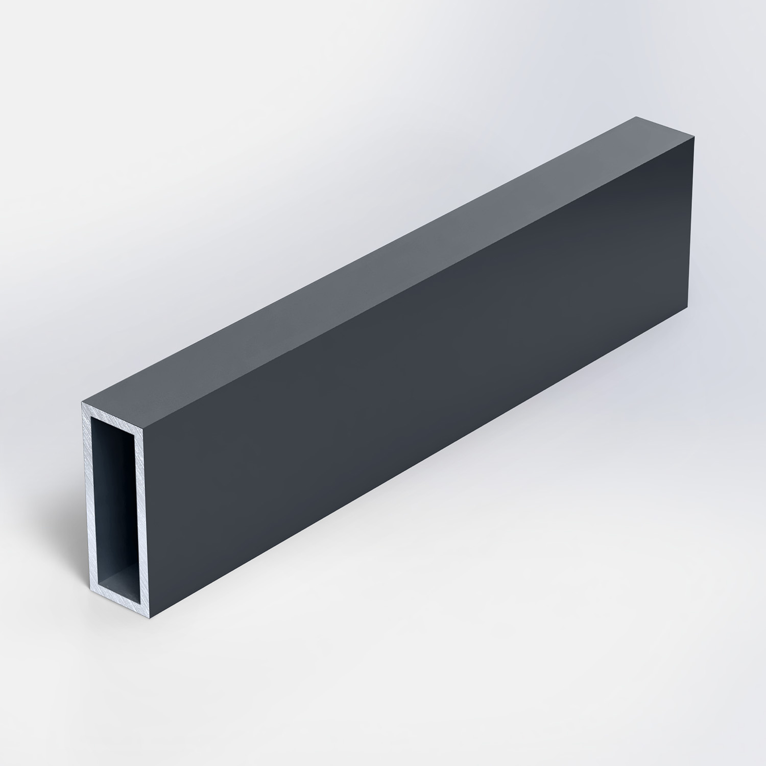 Antraciet aluminium koker - 25x15x2 mm (rechthoekig) - 6060 T6 - Alu rechte buis / kokerprofiel - antraciet gecoat - RAL 7016 of 7021