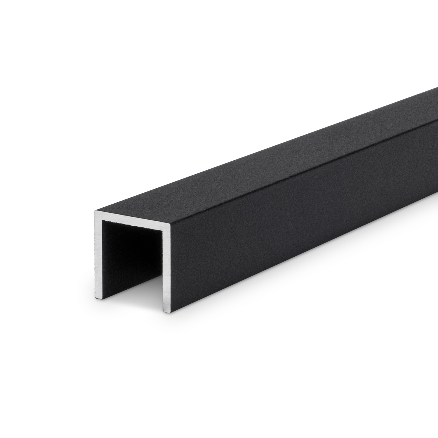 Zwart aluminium U profiel - 15x15x15x2 mm - 6060 T6 - Alu U profiel gelijk(zijdig) - zwart gecoat - RAL 9005