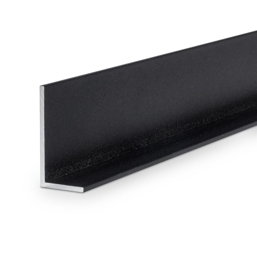 Zwart aluminium L-profiel - 40x30x2 mm - gecoat in RAL 9004 of 9005 - 6060 T6 - zwarte alu L-lijn, -strip, -lijst / hoekbeschermer (afsluit-, afwerk- & afdek profiel)