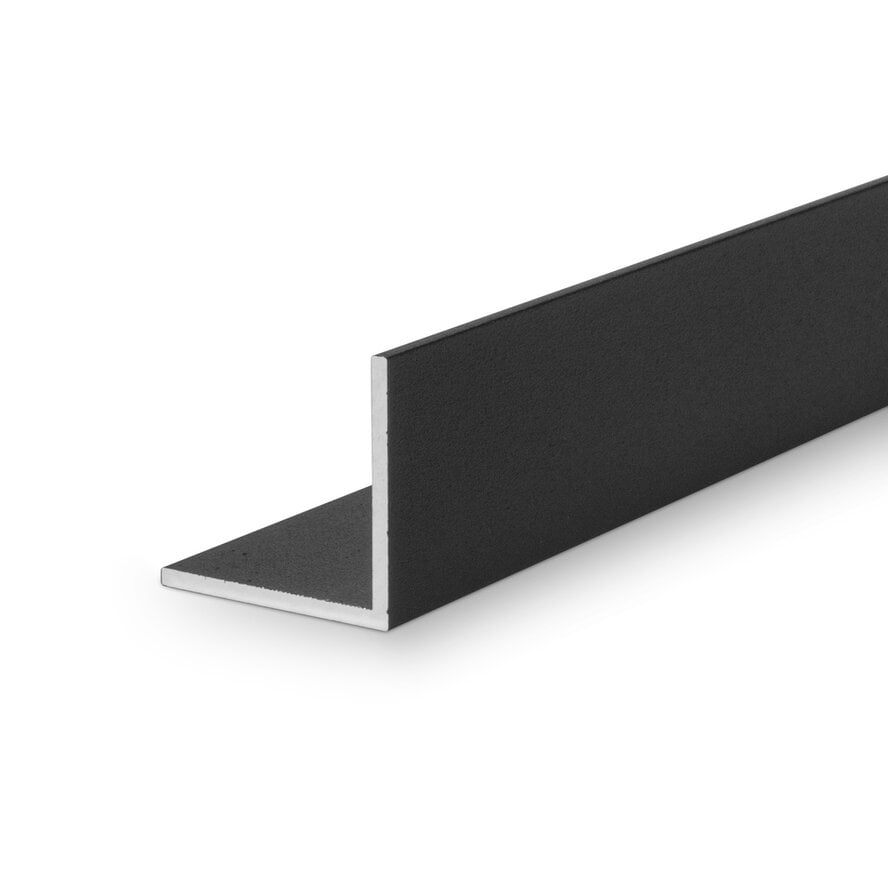 Zwart aluminium hoekprofiel - 45x45x2 mm - gecoat in RAL 9004 of 9005 - 6060 T6 - zwarte alu hoeklijn / hoekstrip / hoeklijst / hoekbeschermer (afsluit-, afwerk- & afdek profiel)