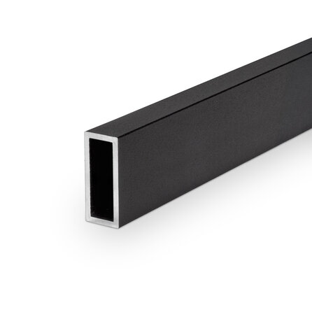 Zwarte aluminium koker rechthoekig - 40x15x2 mm - zwart gecoat in RAL 9004 of 9005 - 6060 T6 (alu kokerprofiel / buis)