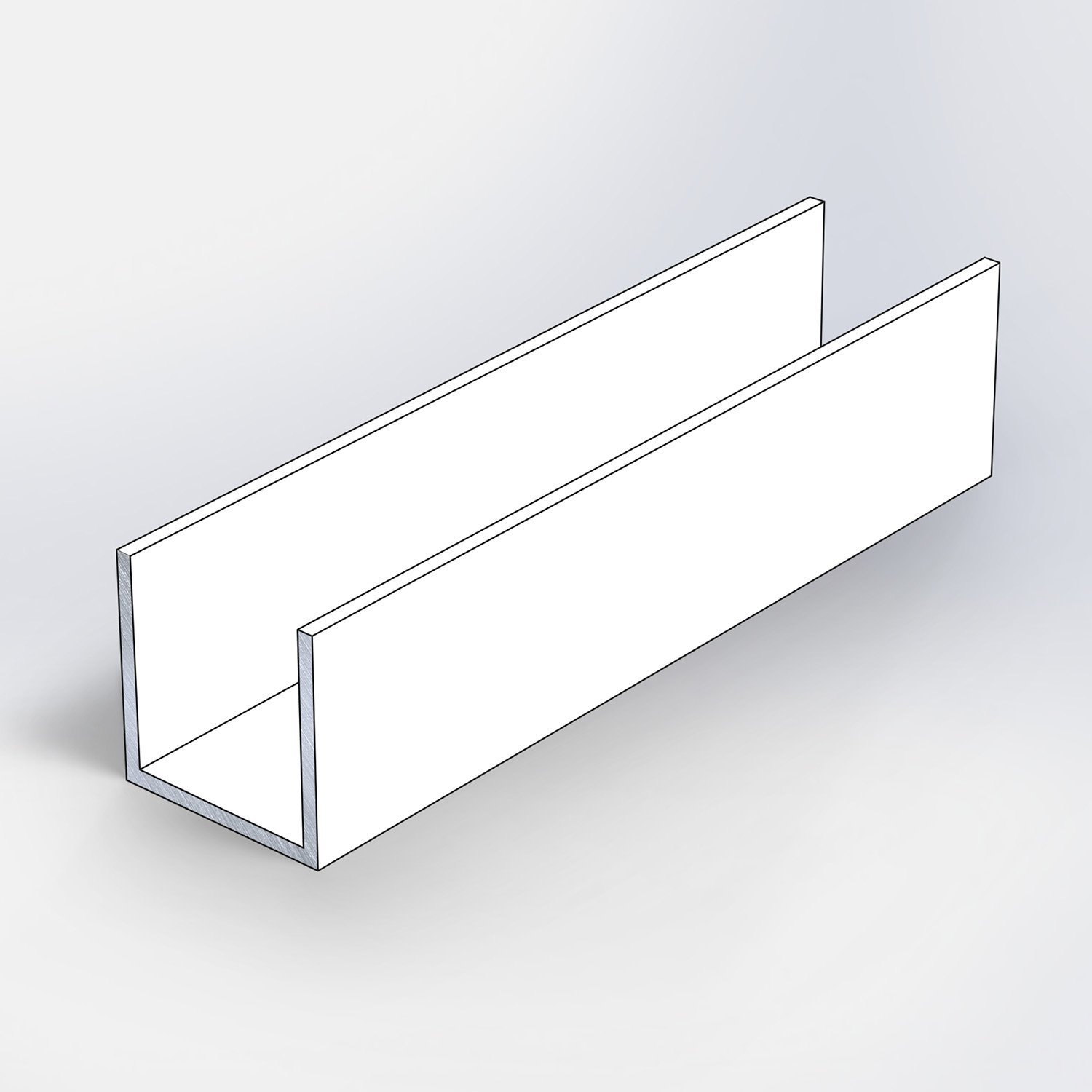 Aluminium U profiel in RAL kleur naar wens - 40x40x40x3 mm - 6060 T6 - Alu U profiel gelijk(zijdig) - in kleur gecoat