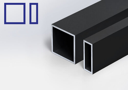 Aluminium kokers zwart gecoat bij ALUMINIUMvakman - Alle zwarte (rechthoekige & vierkante) alu kokerprofielen - lengte op maat - voordelig online, snel in huis!