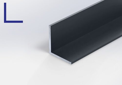 Aluminium hoekprofielen antraciet gecoat van ALUMINIUMvakman.nl - Alle donkergrijze alu hoekprofielen - in RAL 7021 of 7016 - van 100-2950mm - voordelig op maat