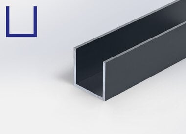 Alu U-profiel - antraciet gecoat