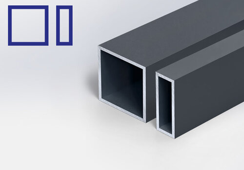 Koker antraciet bij ALUMINIUMvakman - Alle donkergrijze rechthoekige & vierkante buisprofielen - in RAL 7016 en 7021 (fijnstructuur) - op maat, tot 2950 mm!
