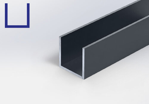 U-profiel antraciet bij ALUMINIUMvakman - Alle donkergrijze U-profielen in RAL 7016 en 7021 - voor glas(wanden) - een stijlvolle afwerking - tot 2950 mm op maat!