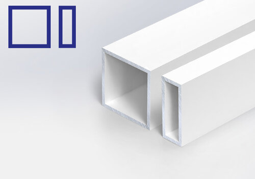 Aluminium kokerprofiel wit gecoat (fijnstructuur) - in een lengte op maat - bij ALUMINIUMvakman.nl - Topcollectie witte alu kokers - in RAL 9016, 9010 & 9001!