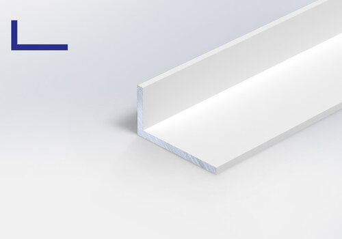 Aluminium L-profiel wit gecoat - lengte op maat, 100-2950 mm - bij ALUMINIUMvakman -  alle witte alu (ongelijkzijdige) L profielen - in RAL 9016, 9010 en 9001!