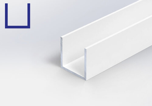 U-profiel wit bij ALUMINIUMvakman - Alle witte U-strips in RAL 9016, 9010 & 9001 - voor glas(wanden) - altijd een stijlvolle afwerking & afsluiting - op maat!