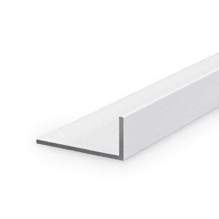 Wit aluminium L-profiel - 30x15x2 mm - gecoat in RAL 9016, 9010 of 9001 - 6060 T6 - witte alu L-lijn, -strip, -lijst / hoekbeschermer (afsluit-, afwerk- & afdek profiel)