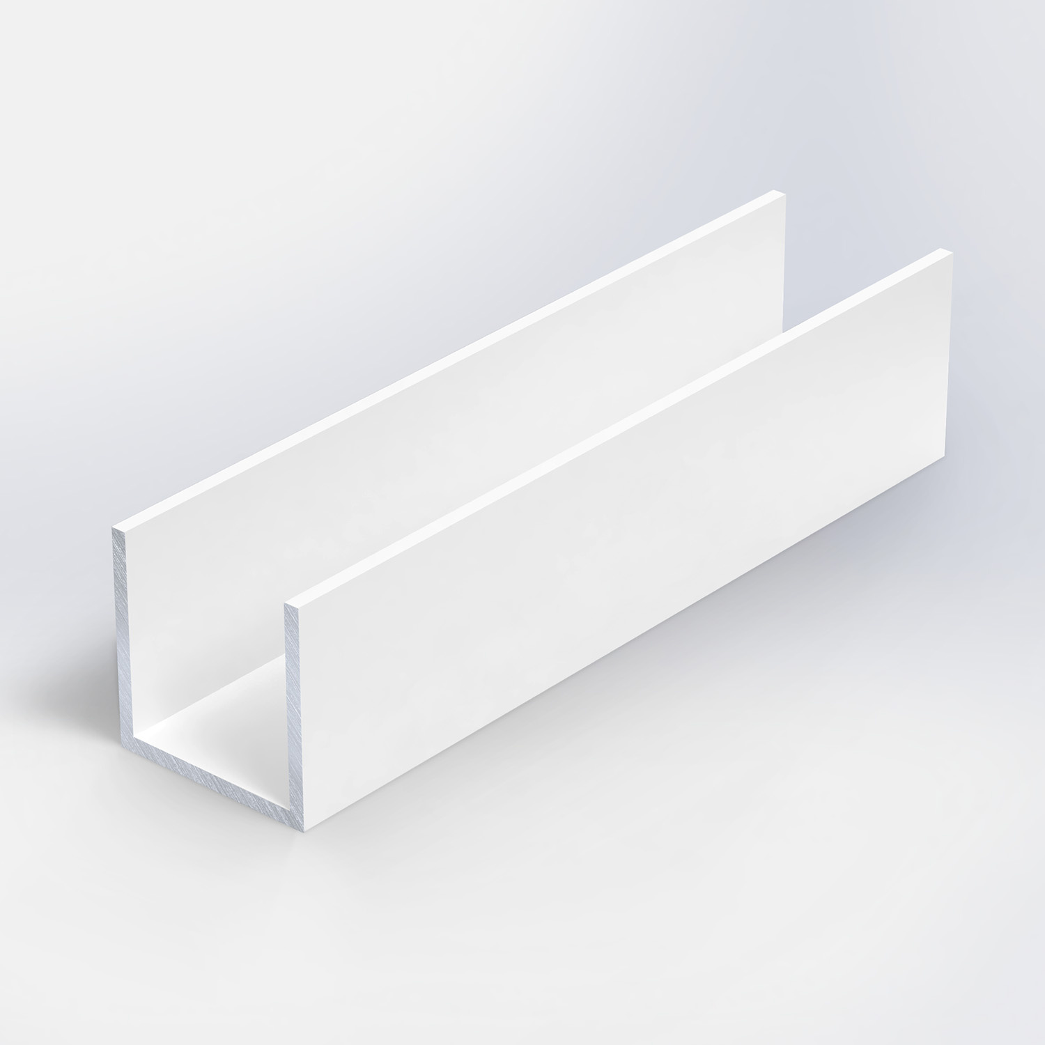 Wit aluminium U profiel - 25x25x25x2 mm - 6060 T6 - Alu U profiel gelijk(zijdig) - wit gecoat - RAL 9016, 9010 of 9001