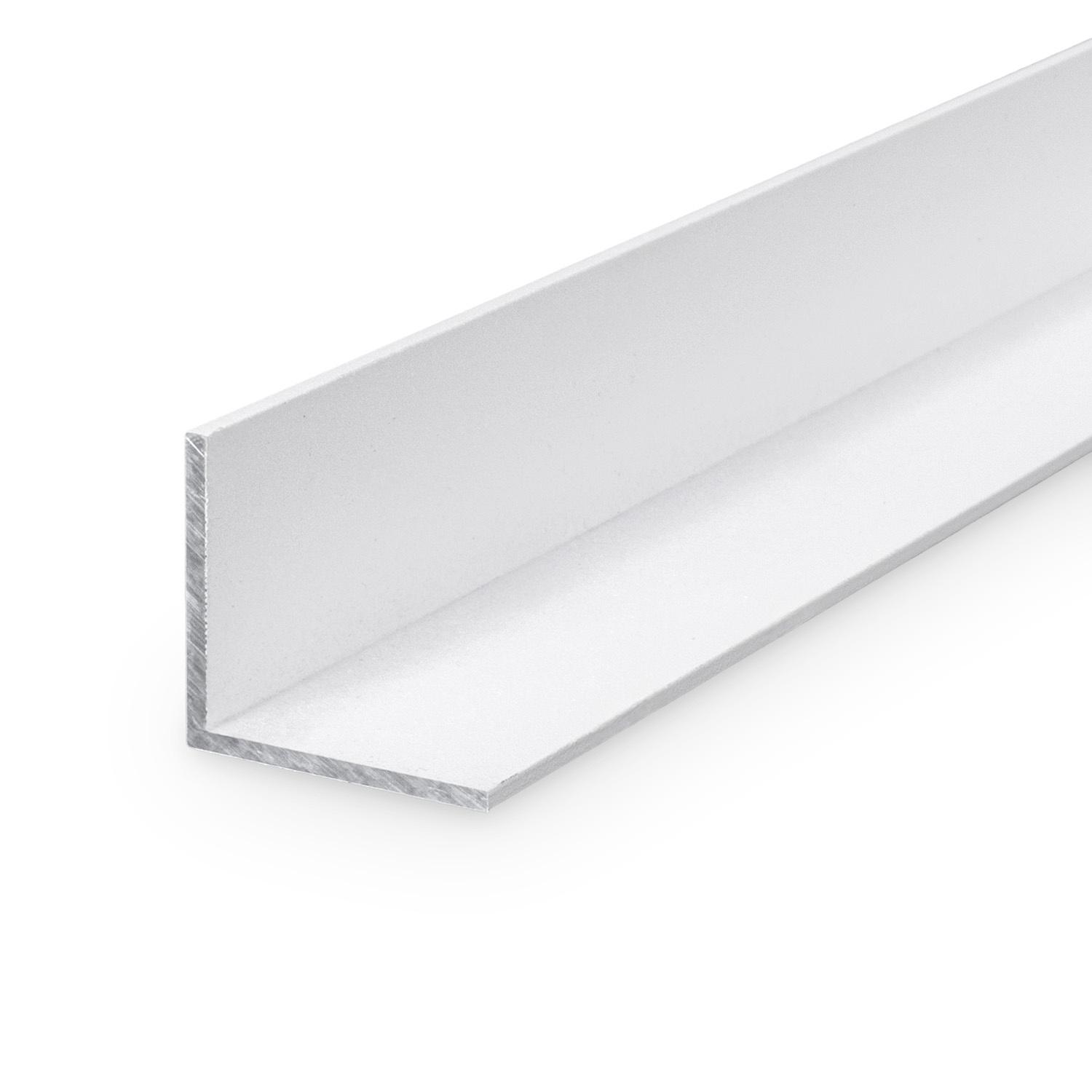 Wit aluminium hoekprofiel - 25x25x2 mm - 6060 T6 - Alu hoek profiel gelijk(zijdig) - wit gecoat - RAL 9016, 9010 of 9001