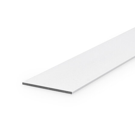 Witte aluminium strip - 100x3 mm (massief) - gecoat in RAL 9016, 9010 of 9001 - 6060 T6 - witte alu platstaf (afsluit-, overgangs-, afdek- & afdeklat / -lijn / -lijst / -profiel)
