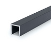 Antraciet aluminium U-profiel - 15x15x15x2 mm - gecoat in RAL 7016 of 7021 - 6060 T6 - alu U-strip, -lijn, -lijst (afwerk- & afdek profiel voor kantafsluiting & randbescherming)