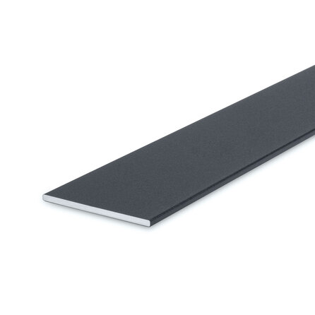 Antraciet aluminium strip - 40x3 mm (massief) - gecoat in RAL 7016 of 7021 - 6060 T6 - alu platstaf (afsluit-, overgangs-, afdek- & afdeklat / -lijn / -lijst / -profiel)