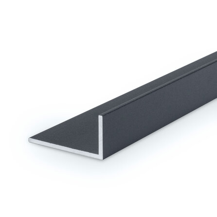 Antraciet aluminium L-profiel - 30x20x2 mm - gecoat in RAL 7016 of 7021 - 6060 T6 - alu L-lijn, -strip, -lijst / hoekbeschermer (afsluit-, afwerk- & afdek profiel)