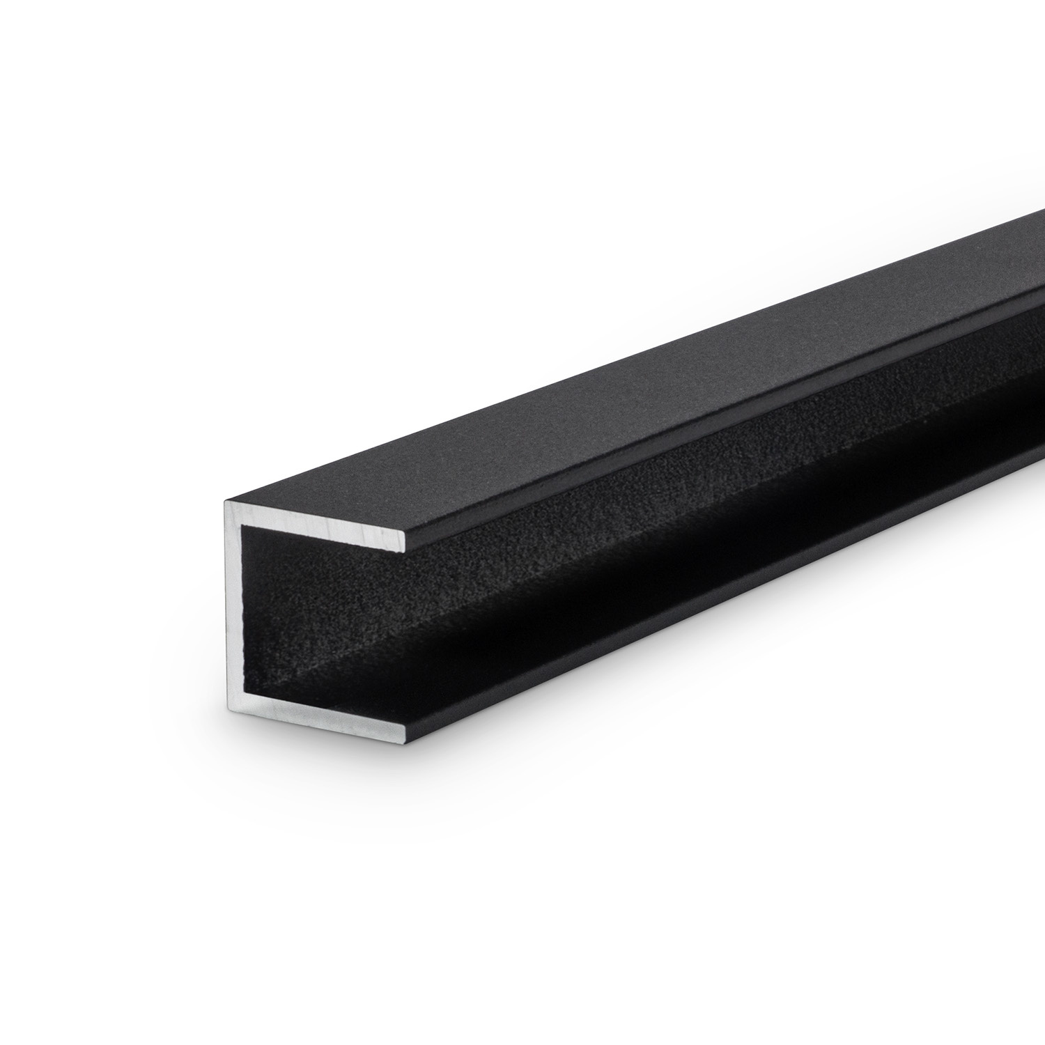 Zwart aluminium U profiel - 15x15x15x2 mm - 6060 T6 - Alu U profiel gelijk(zijdig) - zwart gecoat - RAL 9005