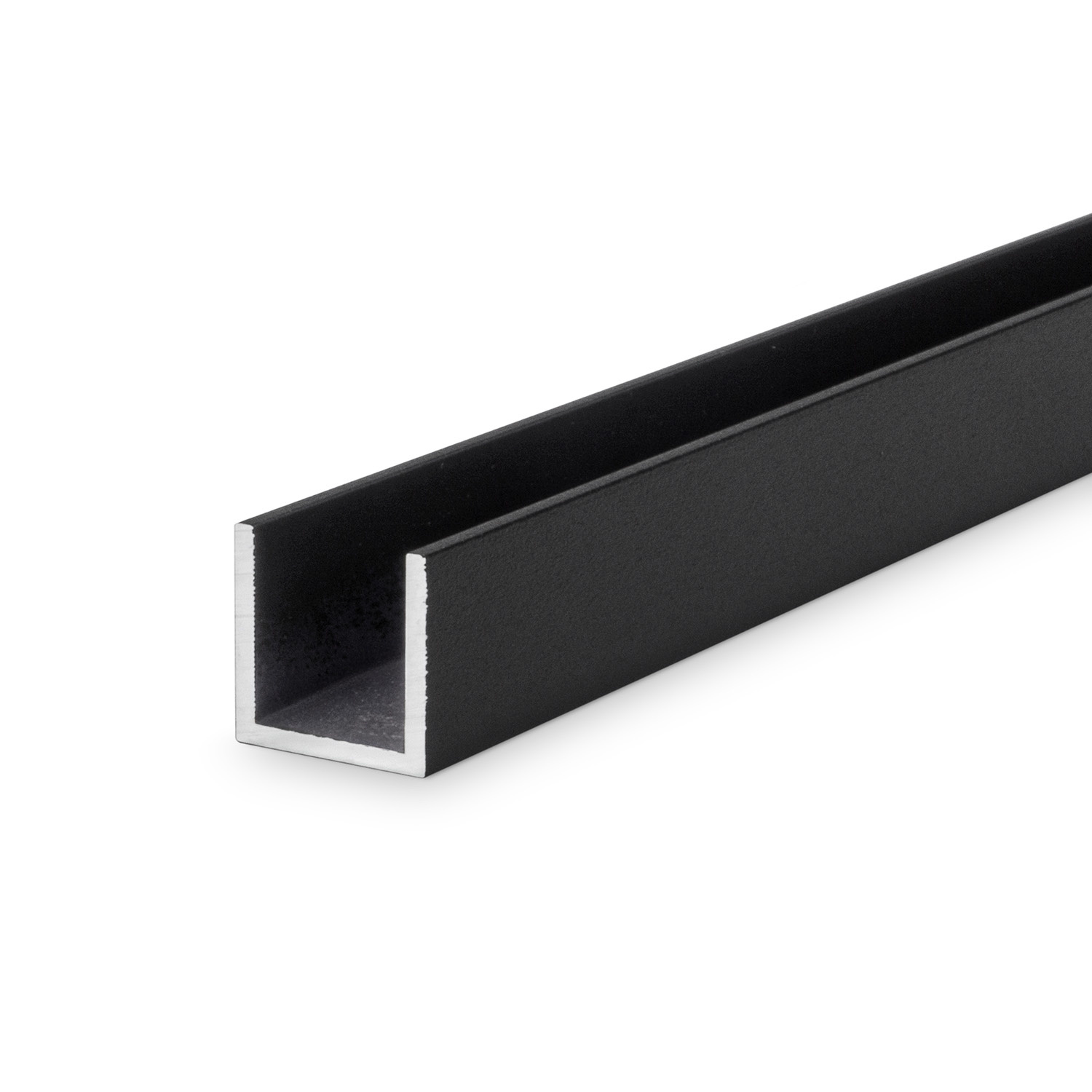 Zwart aluminium U profiel - 15x15x15x2 mm - 6060 T6 - Alu U profiel gelijk(zijdig) - zwart gecoat - RAL 9005