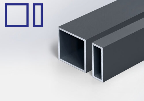Een aluminium kokerprofiel met antraciet coating bestelt u - op maat - bij ALUMINIUMvakman.nl - Bekijk hier alle donkergrijze alu kokers - in RAL 7021 of 7021!