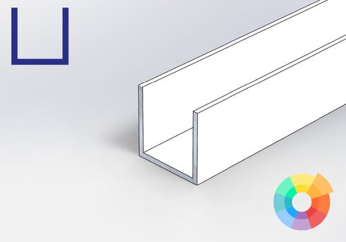 Aluminium U-profiel in RAL kleur naar wens gecoat (fijnstructuur) - op maat, van 100-2950 mm - bij ALUMINIUMvakman.nl - snel in huis & voordelig online! 