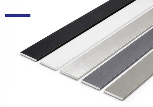 Aluminium plat profiel - t/m 6000 mm op maat - bij ALUMINIUMvakman.nl - onze complete collectie alu platstaf - onbehandeld & gecoat in kleur - voordelig online! 