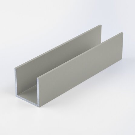 Grijs aluminium U-profiel - 15x15x15x2 mm - gecoat in RAL 7044, 7030, 1019 of 9002 - 6060 T6 - grijze alu U-strip, -lijn, -lijst (afwerk- & afdek profiel voor kantafsluiting & randbescherming)