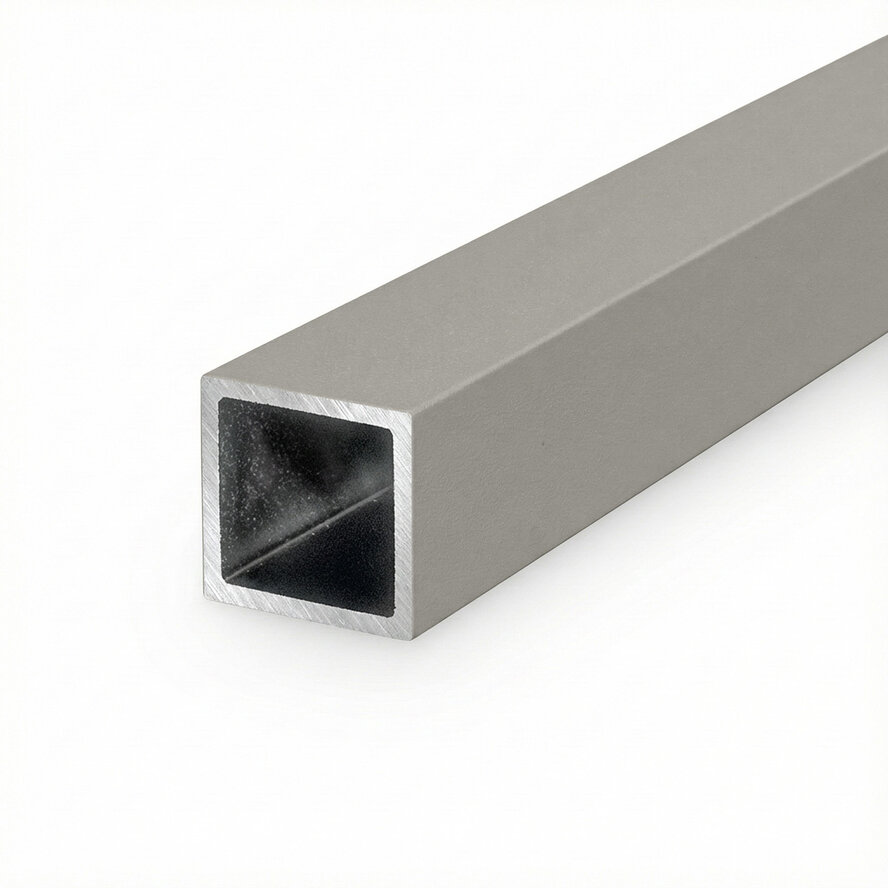 Grijze aluminium koker vierkant - 15x15x2 mm - grijs gecoat in RAL 7044, 7030, 1019 of 9002 - 6060 T6 (alu kokerprofiel / buis vierkant) Grijze aluminium koker vierkant - 15x15x2 mm - grijs gecoat in RAL 7044, 7030, 1019 of 9002 - 6060 T6 (alu kokerprofiel / buis vierkant)