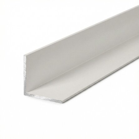 Grijs aluminium hoekprofiel - 40x40x2 mm - gecoat in RAL 7044, 7030, 1019 of 9002 - 6060 T6 - grijze alu hoeklijn / hoekstrip / hoeklijst / hoekbeschermer (afsluit-, afwerk- & afdek profiel)
