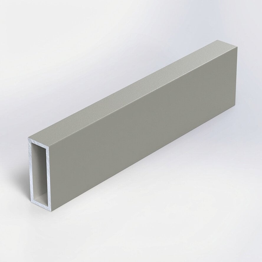 Grijze aluminium koker rechthoekig - 40x15x2 mm - grijs gecoat in RAL 7044, 7030, 1019 of 9002 - 6060 T6 (alu kokerprofiel / buis)