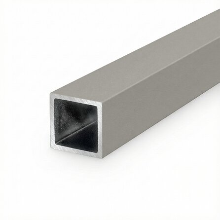 Grijze aluminium koker vierkant - 25x25x3 mm - grijs gecoat in RAL 7044, 7030, 1019 of 9002 - 6060 T6 (alu kokerprofiel / buis vierkant)