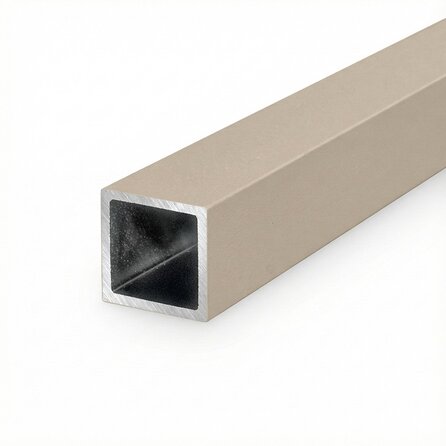Grijze aluminium koker vierkant - 40x40x3 mm - grijs gecoat in RAL 7044, 7030, 1019 of 9002 - 6060 T6 (alu kokerprofiel / buis vierkant)