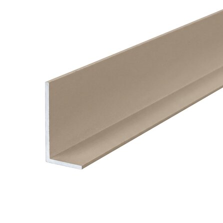Grijs aluminium L-profiel - 40x15x2 mm - gecoat in RAL 7044, 7030, 1019 of 9002 - 6060 T6 - grijze alu L-lijn, -strip, -lijst / hoekbeschermer (afsluit-, afwerk- & afdek profiel)