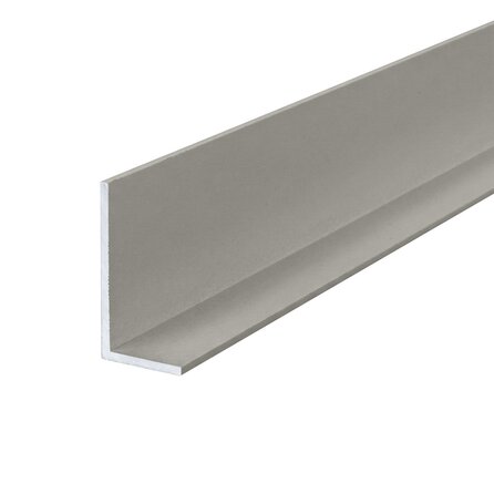 Grijs aluminium L-profiel - 40x20x3 mm - gecoat in RAL 7044, 7030, 1019 of 9002 - 6060 T6 - grijze alu L-lijn, -strip, -lijst / hoekbeschermer (afsluit-, afwerk- & afdek profiel)