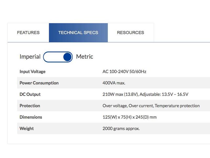 IDX IA-300a - 210W power supply with universal AC 100 ~ 240V input