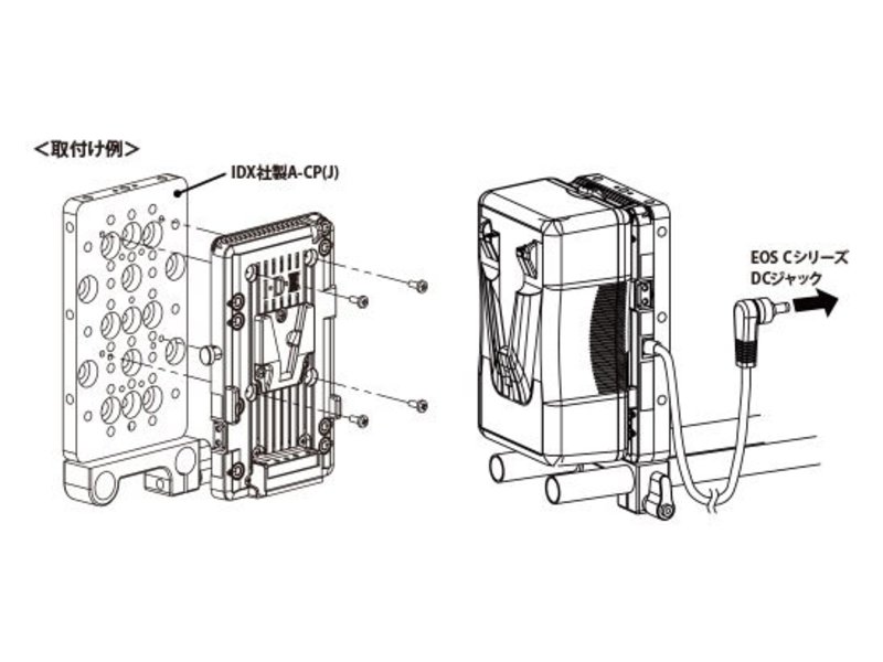 IDX A-E2EOSC - V-Mount Akkuplatte plus integriertem DC Kabel