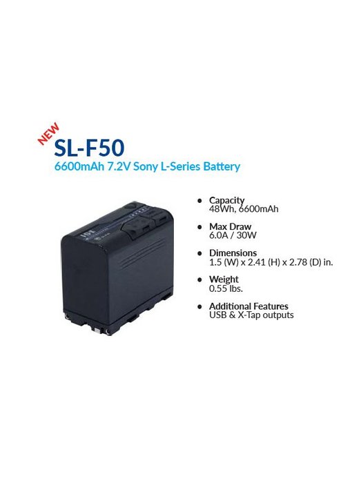 IDX SL-F 50 - 48 Wh, 6,6 Ah, 7,2 V (NP-F Mount)