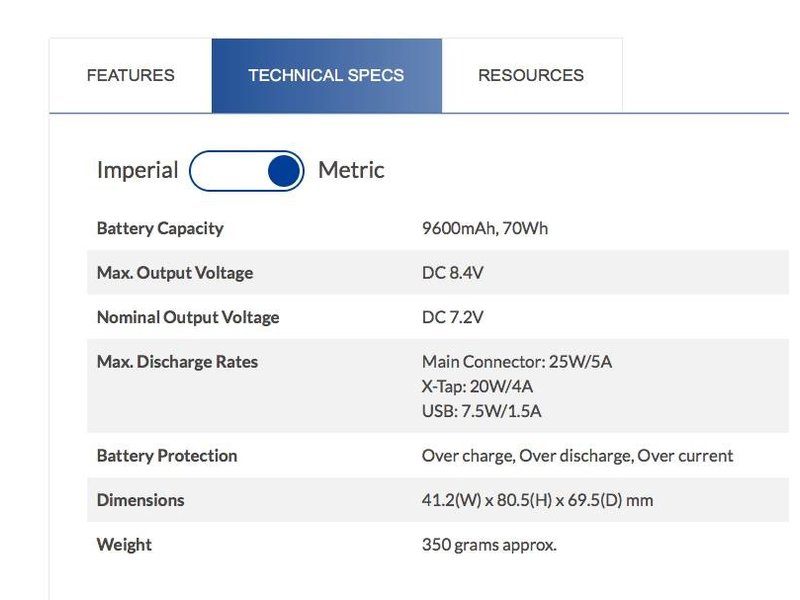 IDX 7.2V / 70Wh*Typ73Wh / 9,600mAh Lithium Ion Battery with 1 x USB (TypeA) and 1 x X-Tap outputs for Panasonic: