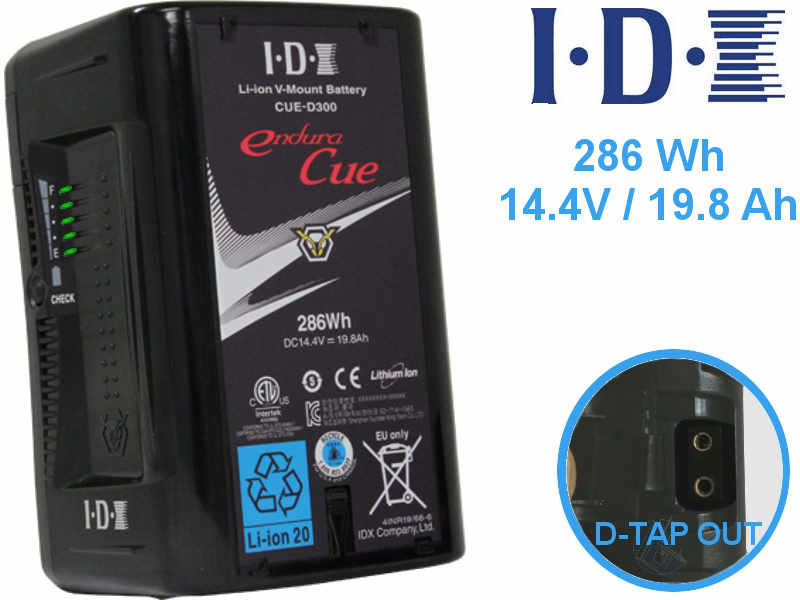 IDX 14.8V 286Wh* Typ298Wh High Load V-Mount with D Tap O/P (100W)