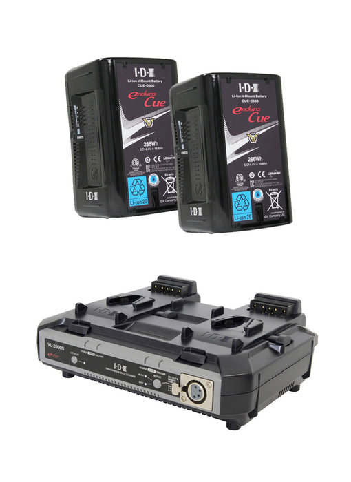 IDX EC-300/2000S - 2x CUE-D 300 battery & 1x VL-2000S charger