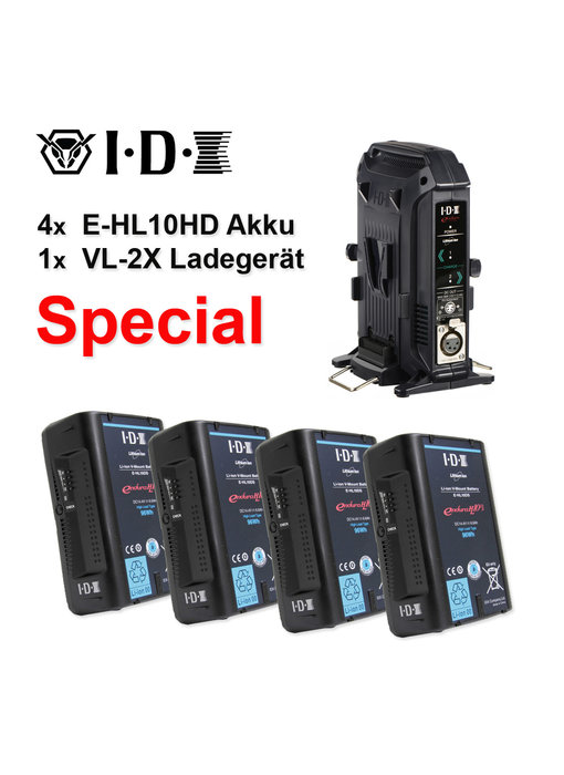 IDX 4x E-HL10HS Akku + 1x VL-2X Ladegerät - Special