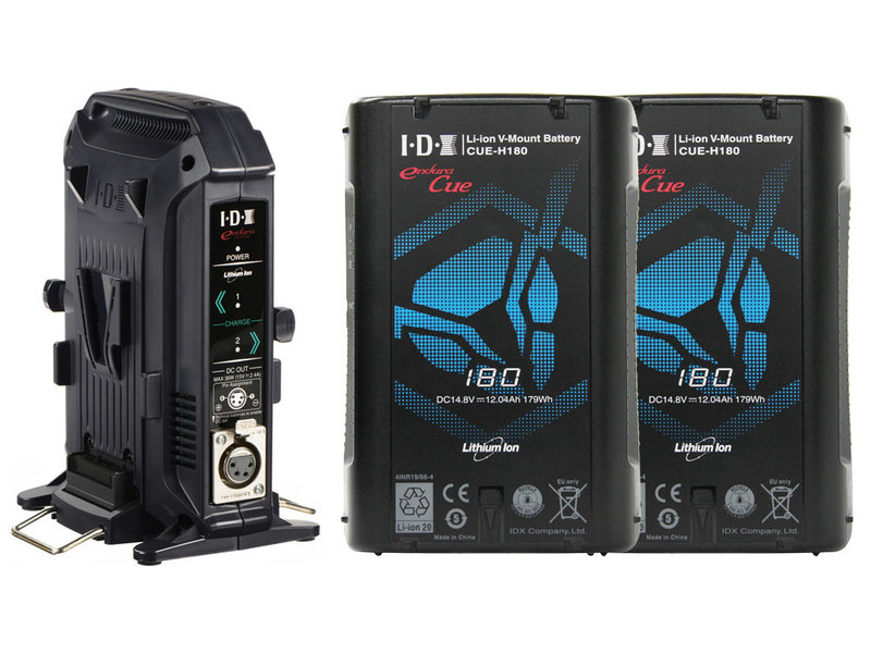 IDX Bundle : 2x IDX CUE-H180 V-Mount battery & 1x IDX VL-2X 2-fach charger