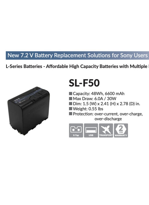 IDX SL-F50 - 7.2V 48Wh Rechargeable Lithium