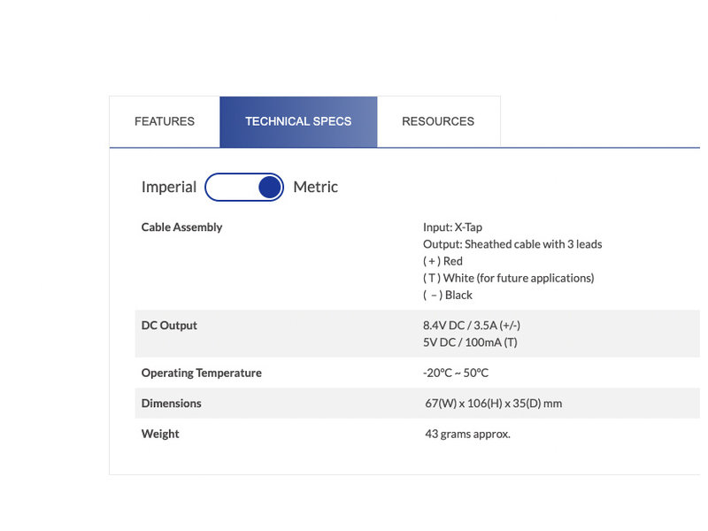 IDX is a DC cable utilizing the X-Tap, the new standard connector for powering 7.4V accessories